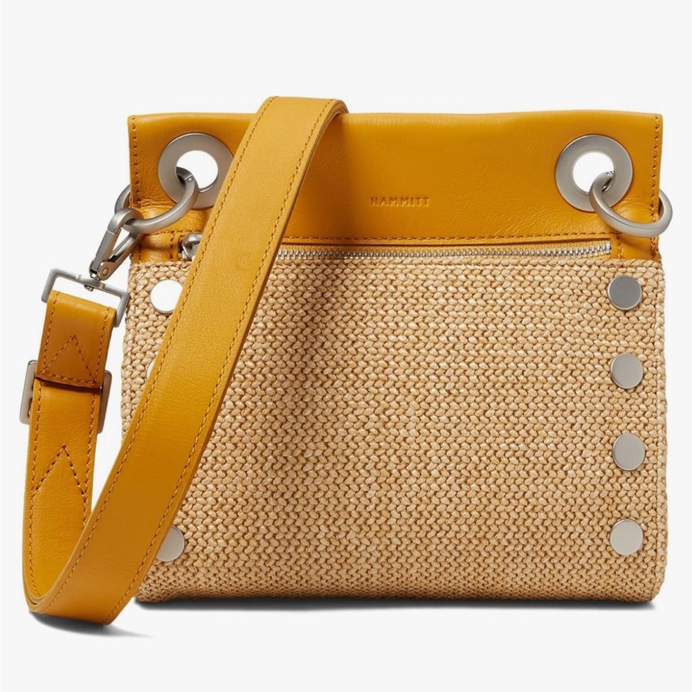Hammitt Tony small chanterelle raffia purse NWT